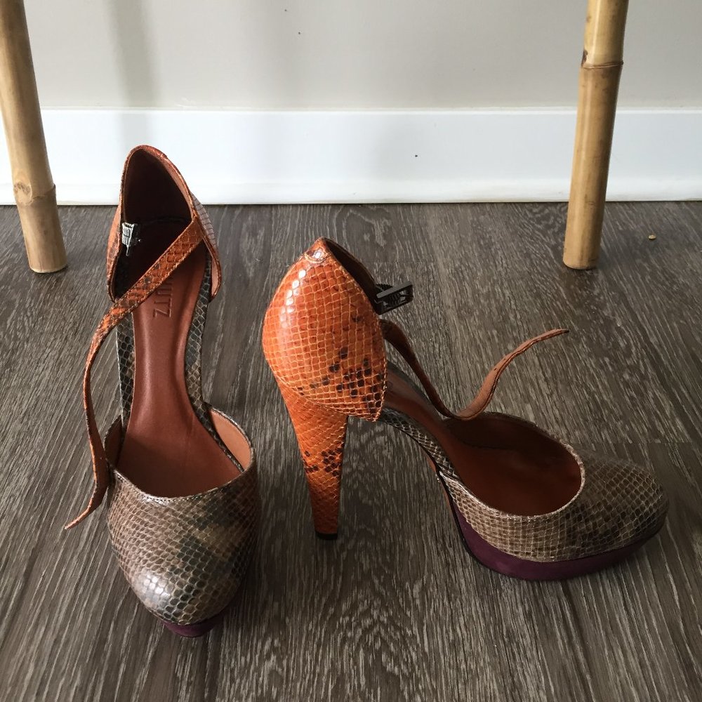 Anthropologie Schutz Diamantina platform leather snakeskin Heels